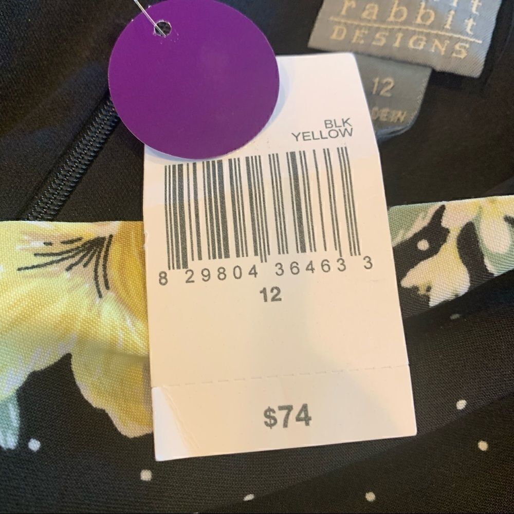 Rabbit, Rabbit, Rabbit Designs Black and Yellow Floral Dress Size 12 - Picture 8 of 13